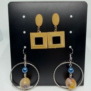 Elegant Gold and Silver tone fashion Earrings Set